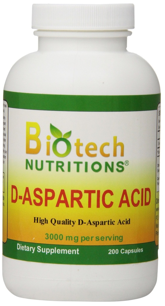 D- aspartová kyselina dodatek stravy, 3000 mg., 200 Počet