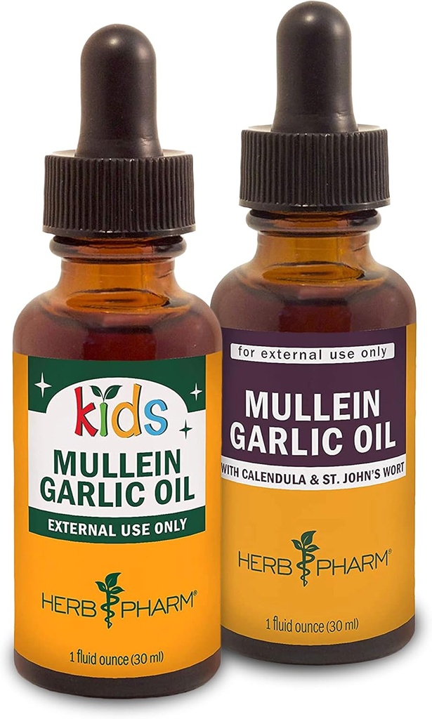 Herb Pharm Mullein Česnek Oil, 1 Oz a děti Mullein Česnek Oil, 1 Oz Bylinný Dárkový set