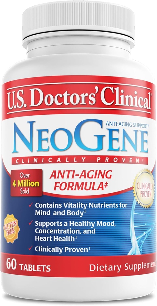 Americký lékař 'Klinický neogen (dříve) GH3 Klinicky osvědčený doplněk podpory stárnutí s výživou pro podporu mood, Cotinging, Heart Health, Antioxidant Support [1 měsíc - 60 ct.]
