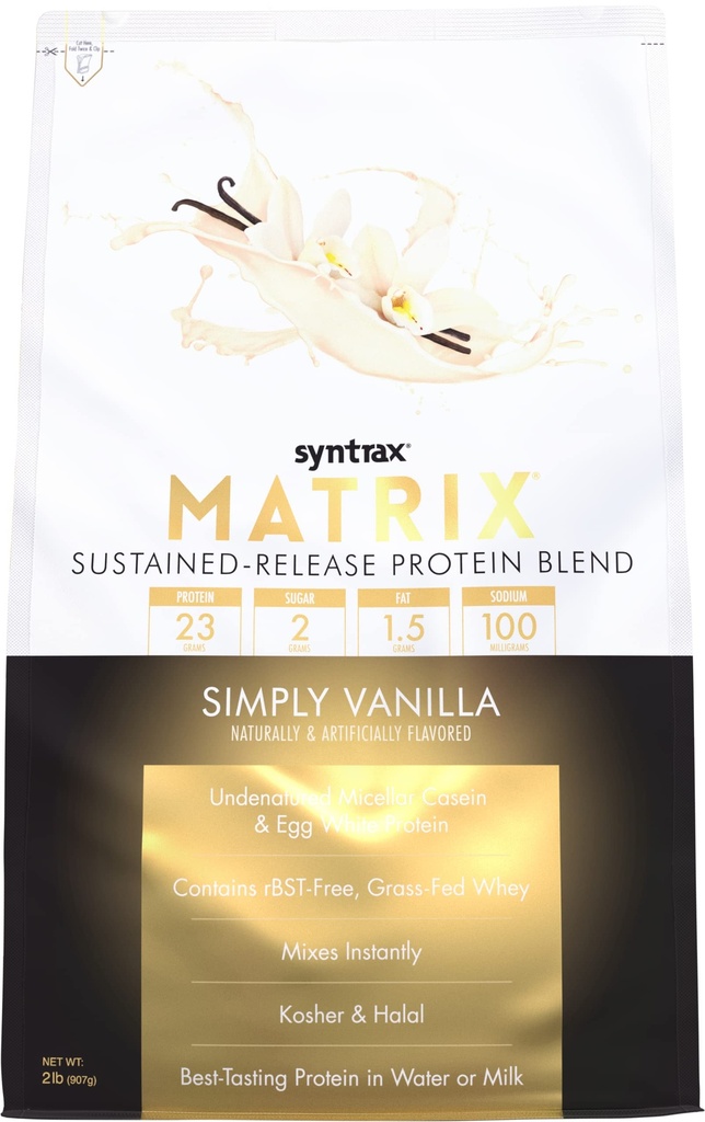 Syntrax Nutrition Matrix - Sustainatural-Release Protein Blend, Simply Vanilla 2 libry.