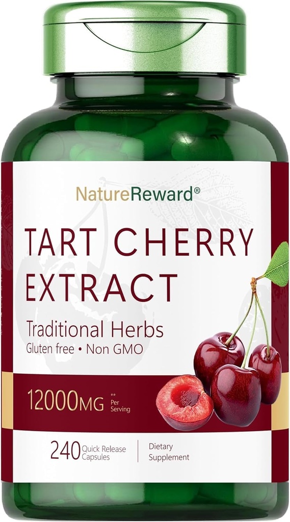 Tart Cherry Extract 12000mg PHARMAN124; 240 kapslí PHARMAN124; Non- GMO a Gluten Free Formule PHARMAN124; Bylinné doplňky