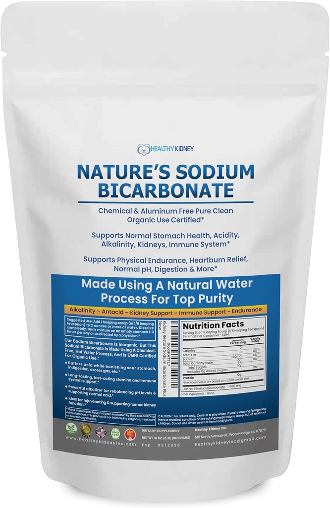 Přírodní sodík Bikarbonát Organické použití Hliník zdarma pečení sodu. No Chemical Pure Baking Soda Powder for Health & Wellness. Bikarbonát sodný 2 lb