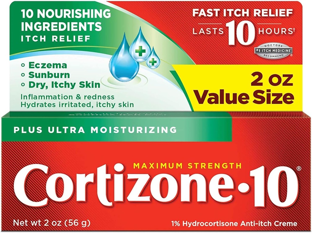 Kortizone- 10 Plus maximální síla Anti- Itch Creme 2 oz (balení po 2)