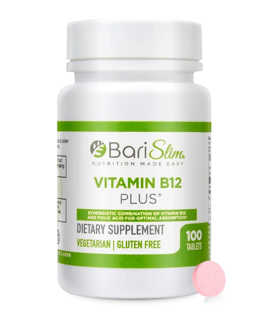 BariSlim Vitamin B12 Plus Tablety - Bariatric Formitted for Post Weight Loss Chirurgie, včetně Gastric Bypass & Gastric Sleeve - Podporuje energetické hladiny a celkové zdraví
