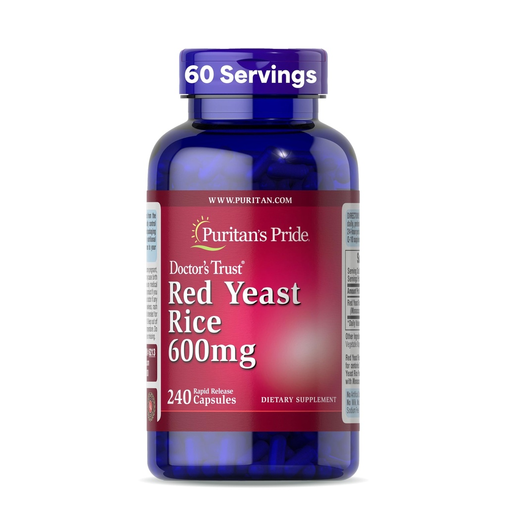 Puritan 's Pride Doctors Trust ® Red Yeast Rice 600mg, dodatek stravy, 240 Rychlé uvolnění kapsle