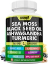 Wixar Sea Moss 3000mg Black Seed Oil 2000mg Ashwagandha 1000mg Turmeric 1000mg Bladderwrack 1000mg Burdock 1000mg & Vitamin C & D3 s Elderberry Dandelion Yellow Dock Chlorofyl ACV - 90 Kapsle