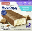 Millville Elevation Advance Chocococonut Bars, Carb Conscious, 5g protein, s recepty. Jedna krabice 5, 1.4oz Individuálně zabalené bary. Bundle obsahuje 2 recepty, 5 barů.