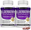 Organické Elderberry Kapsle s Sambucus Extract - Čisté Elderberry Ovoce pro imunitní podporu, Skin Health & Powerful Antioxidant, Zvýšení imunity pro muže a ženy, 60 Veggie Kapsle, Non- GMO & No Sugar