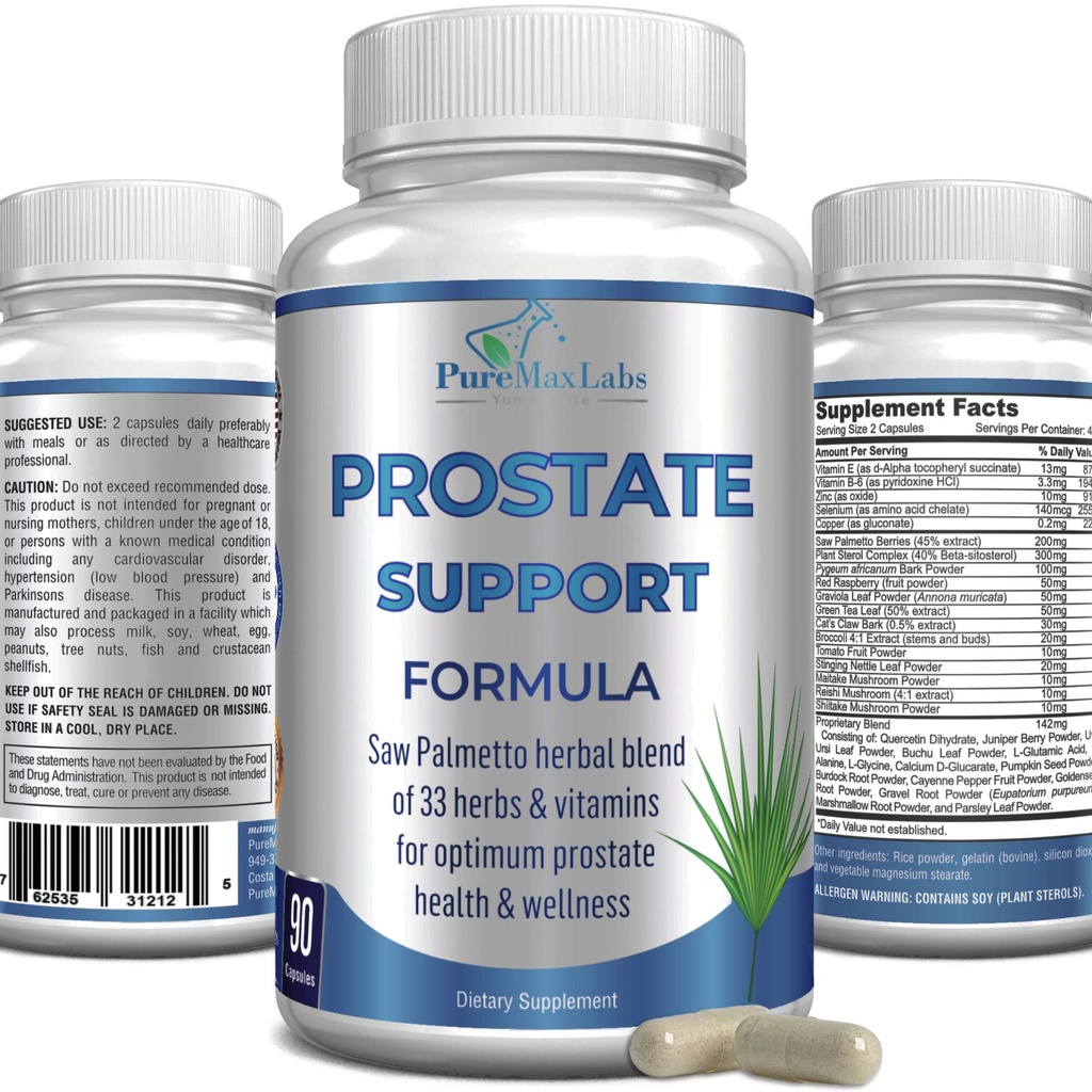 Prostata Support Formule pro muže - Saw Palmetto, Plant Sterol, 33 Byliny, Kontroly močových měchýřů pilulky snížit časté močení & DHT blokáda k zabránění vypadávání vlasů 124; Prostate dodatek 124; 90 Kapsle
