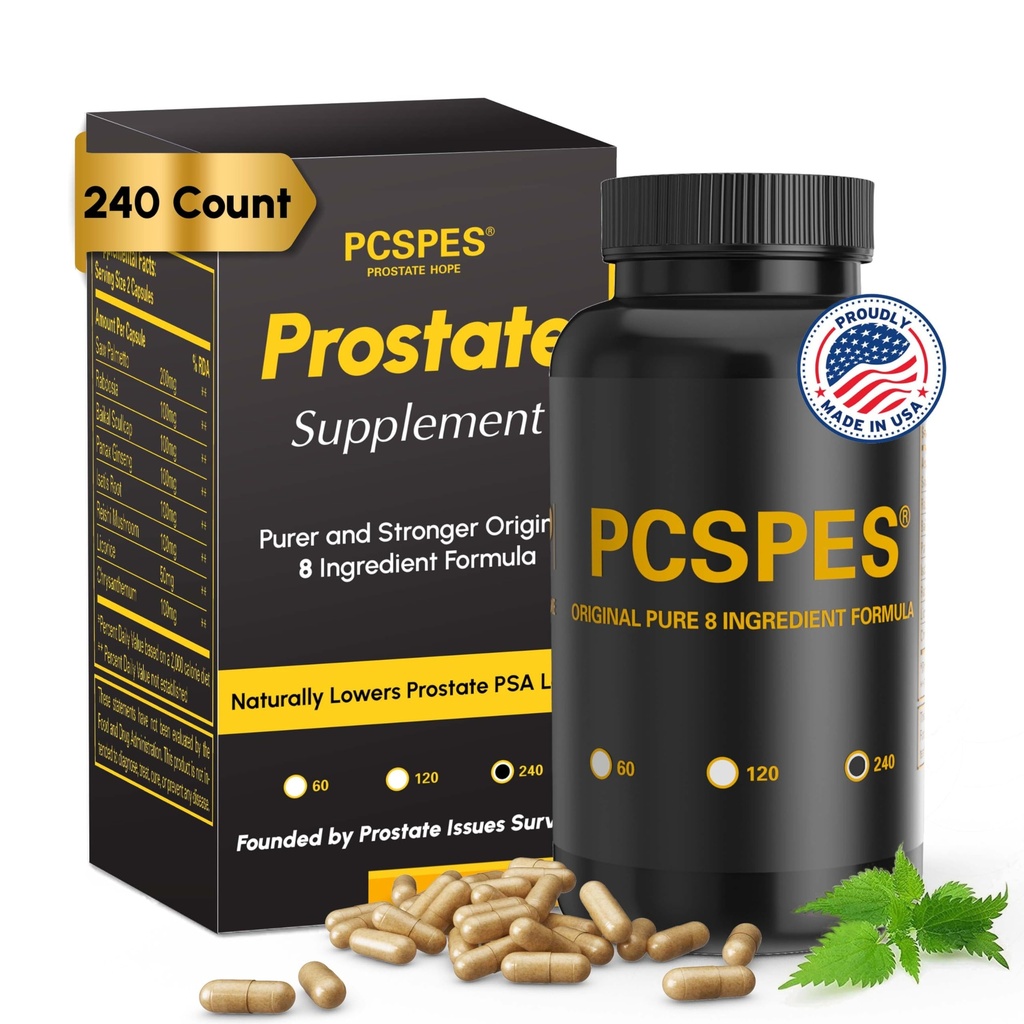 Prostata Zdravotní doplňky pro muže - Dolní PSA úrovně Přirozeně s pilou Palmetto & 7 Čisté Byliny - Podpora zdraví - Snížení časté močení 240 Počet