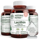 Natural Nutra Soy Lecithin 1200 mg Dietní dodatek - Mozková funkce, jaterní zdraví, Zlepšit procreant zdraví, Zvýšení dodatek - gluten- Free, BPA- Free, 200 Softgels v recyklovatelných skleněných lahví