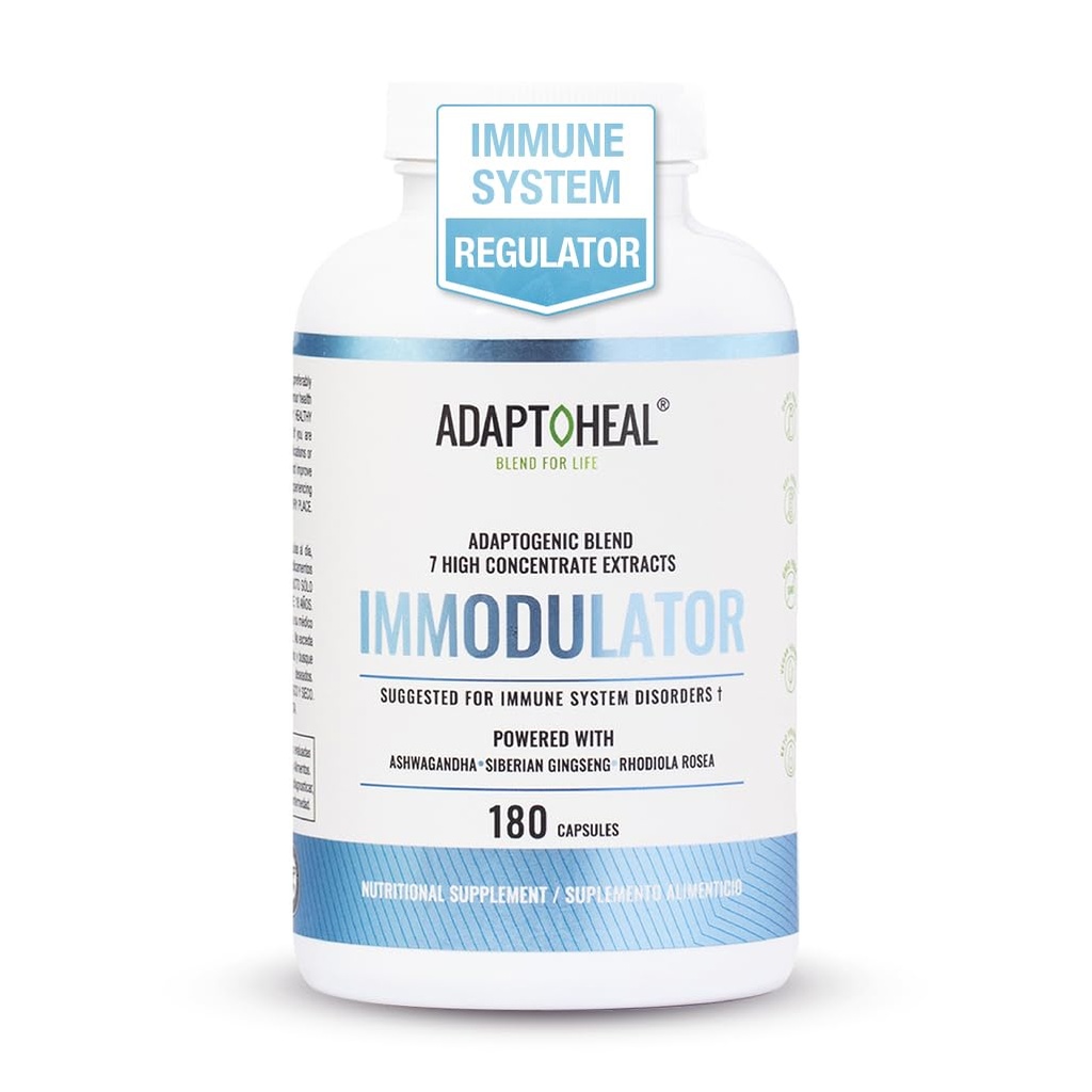 ADAPTOHEAL Immodulátor - Adaptogenní doplněk pro Well- Bytí, s ženšen, Ashwagandha, Reishi Houba - Podporuje Stress Response, Mood Balance a funkce imunitního systému (180 Kapsle / 700 mg)