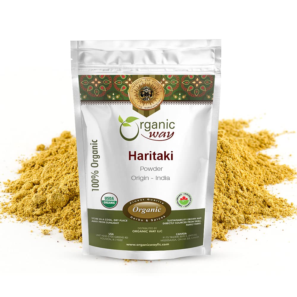 Organic Way Premium Quality Haritaki Powder (Terminalia Chebula) - Organic & Kosher Certified Of124; Raw, Vegan, Non GMO & Gluten Free Of124; USDA Certified Of124; Původ - Indie (1LBS / 16Oz)