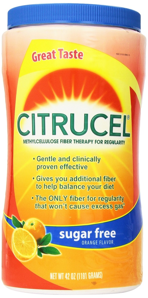 Citrucel Methylcelulosa Fiber Therapy for Regularity with SmartFiber Sugar Free / Orange Flavor 42Oz (1191g)