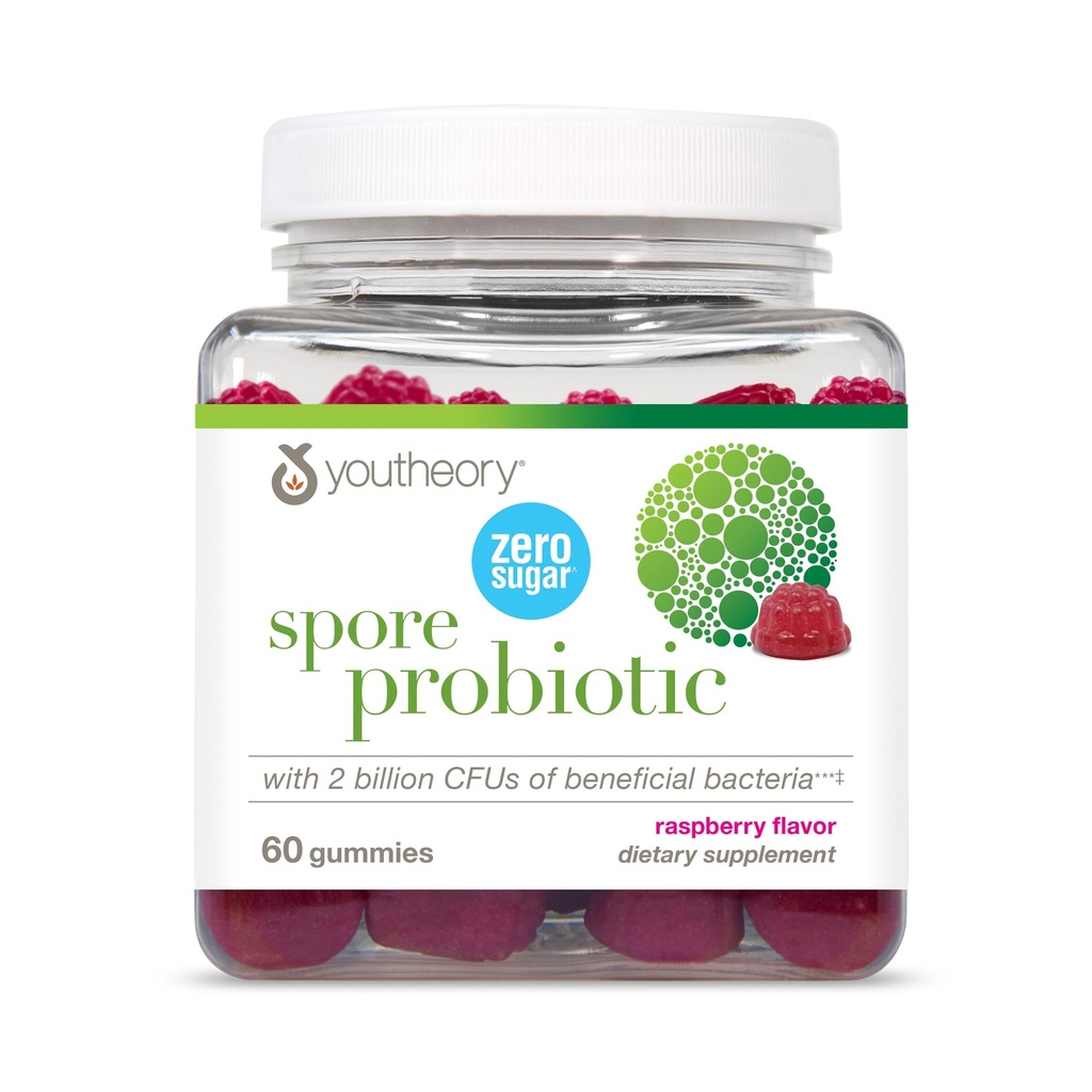 Youtheory Spore Probiotic - Vegan Gut & Digestive Support * - Obsahuje Bacillus Coagulans - Dairy, Soy, & Gluten Free - 60 Gummies