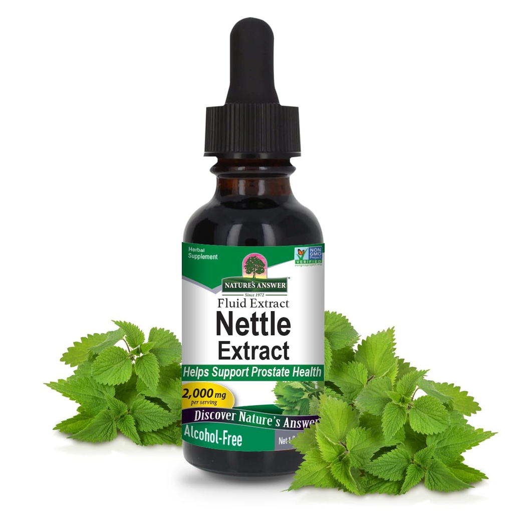 Nature 's Answer Nettle Leaf 1oz Extract Côte 124; Prostate Suppot Côte 124; Concentrated Dark Green Nettle Leaf Herbal Appendix Côte 124; Non-GMO, Kosher, Gluten- Free, & Alkhol- Free Côte 124; Single Count