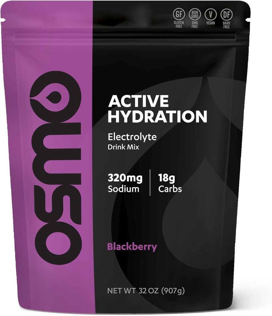 Osmo Active Hydration Electrolyte Powder (2lb Resealable Bag) - zahrnuje sodík, hořčík, draslík, sacharidy a vitaminy, Cane cukr - Všechny přírodní složky, 3X rychlejší hydratace Black Berry