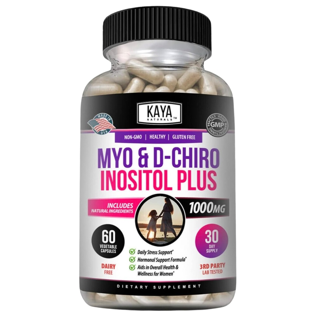 Kaya Naturals Myo & D- Chiro Inositol Plus Podpora žen, Vitamin B8- 60 Kapsle