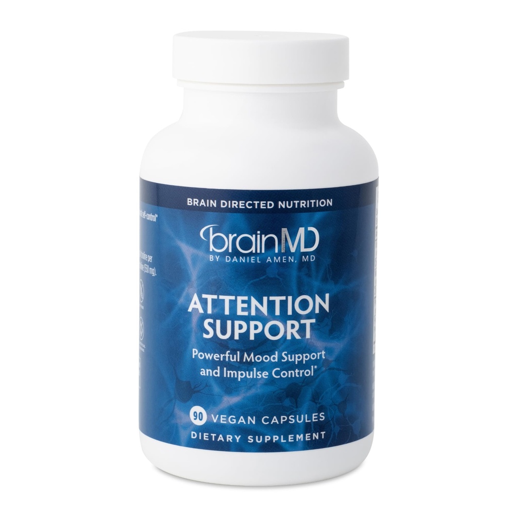BRAINMD Dr. Amen Pozor Podpora - 90 Kapsle - Promotes Mental Focus & Impulse Control - Gluten Free - 30 Služeb