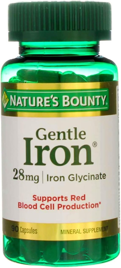 Příroda 's Bounty Gentle Iron - 28 mg - 90 Kapsle