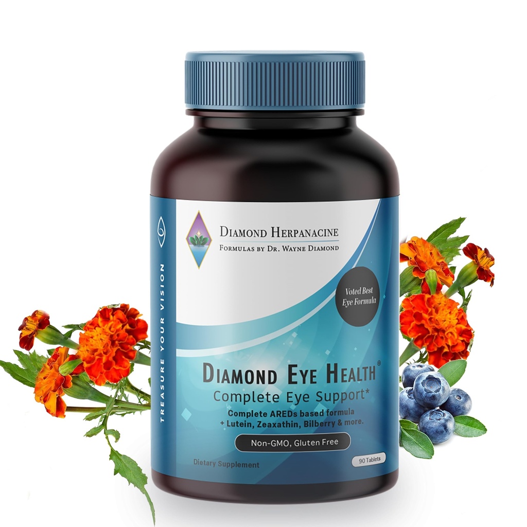 Diamond Eye Health - Přírodní vitaminy pro kompletní oční podporu - Zdravé oční vitaminy - Eye Health Vitamíny pomoci zachovat stárnutí očí - Vegan, gluten- Free, Dairy- Free - (90 Počet)