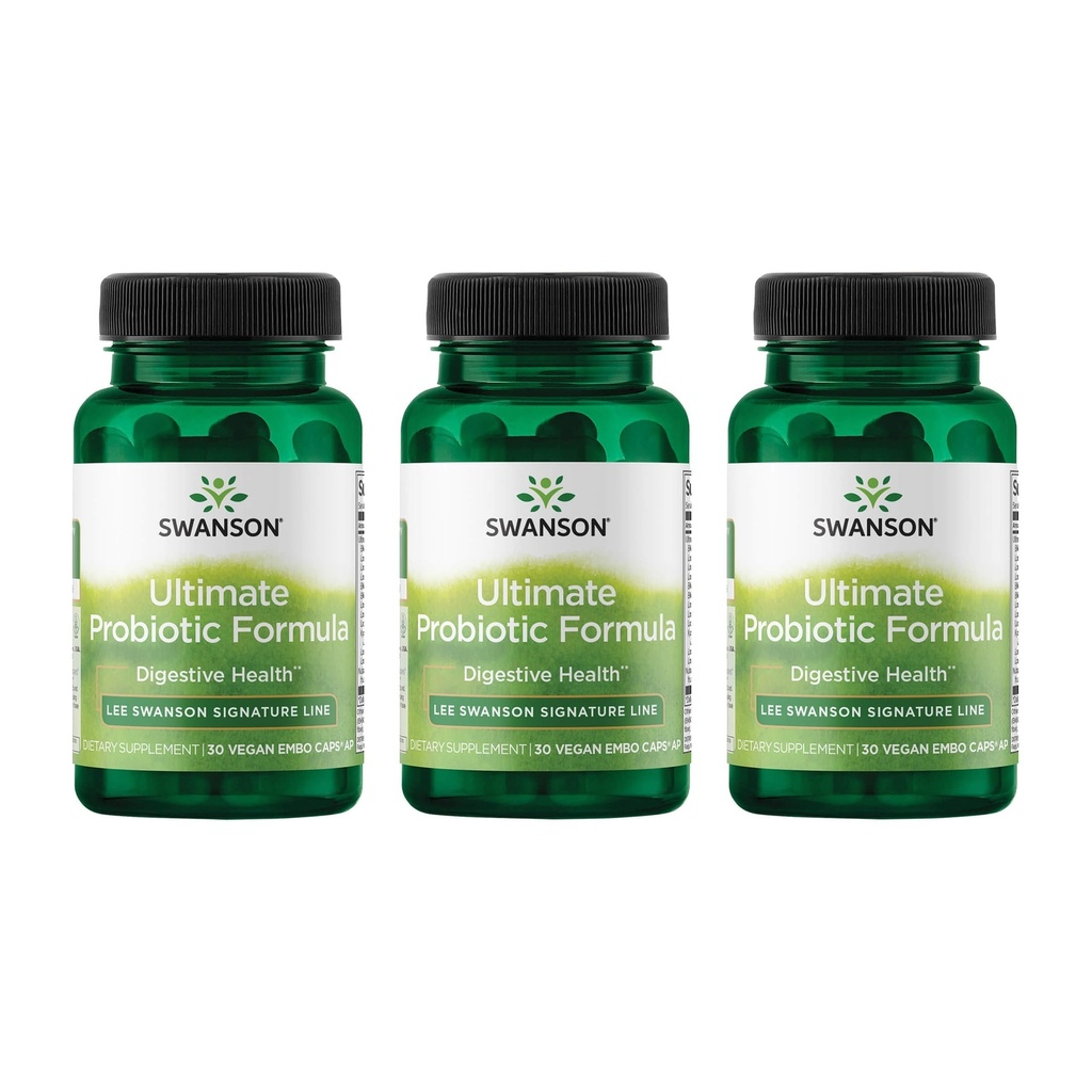 Swanson Ultimate Probiotické Formule Digestive Health Imunitary System Support 66 Milion CFU Prebiotic NutraFlora scFOS 30 DRcaps Veggie Capsules (Caps) (3 balení)