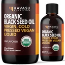 Organic Black Seed Oil Cold Pressed Liquid - Black Cumin dodatek pro funkci imunitního systému, stravovací podpora, vlasový nuriment & celkové zdraví - 8 Fl Oz - Neochucené, non-GMO, Vegan