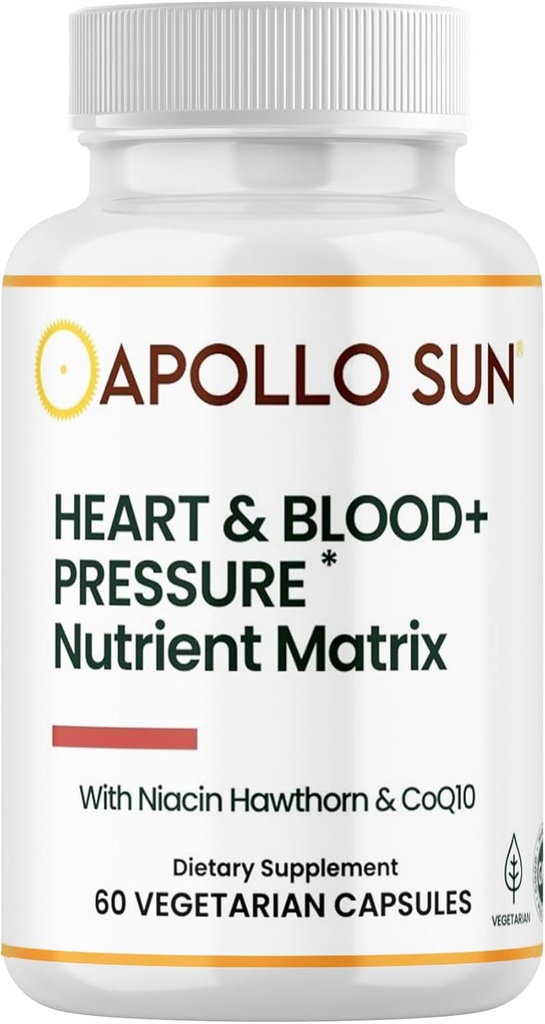 APOLLO SUN srdce a krev + doplněk tlaku Nutriční Matrix s Hawthorn Extract, Niacin, a COQ10, 60 Vegetariánské kapsle