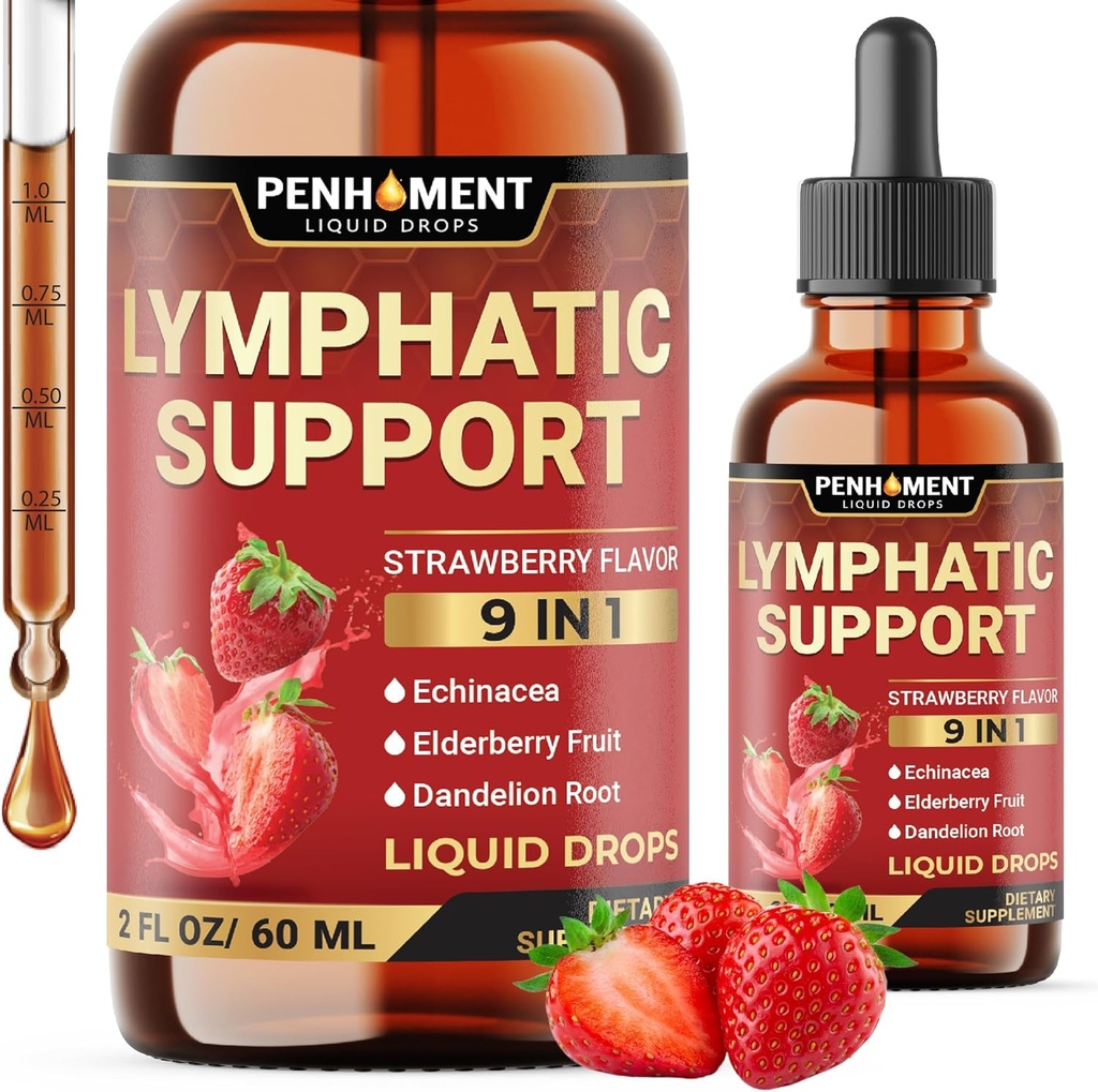 9in1 Lymfatické odkapky Doplněk - Echinacea 124; Elderberry 124; Pampeliška 124; Pampeliška 124; Leavers 124; Calendula 124; Burdock - Lymfa systém tekutý extrakt - imunitní, Cleansing - 2 Fl Oz - 60 dní