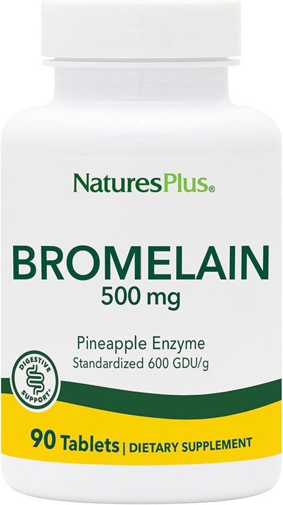 Natures Plus Bromelain - 500 mg, 90 Vegetariánských tablet - Přírodní proteolytický enzym Supplement- Bezlepkové - 90 Služeb