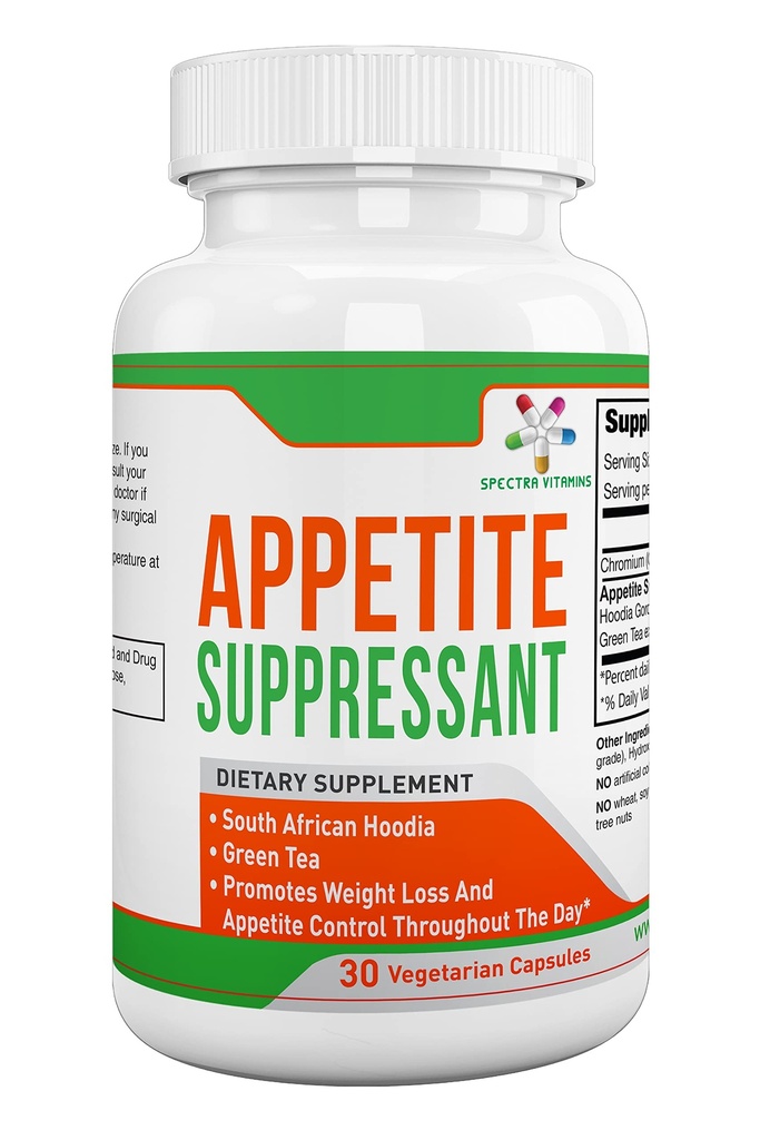 Appetit Conpressant 30 Kapsle - S. African Hoodia a Green Tea Extract Control Appetite, Podpora hubnutí, Zvýšení energie a metabolismus, Made in USA