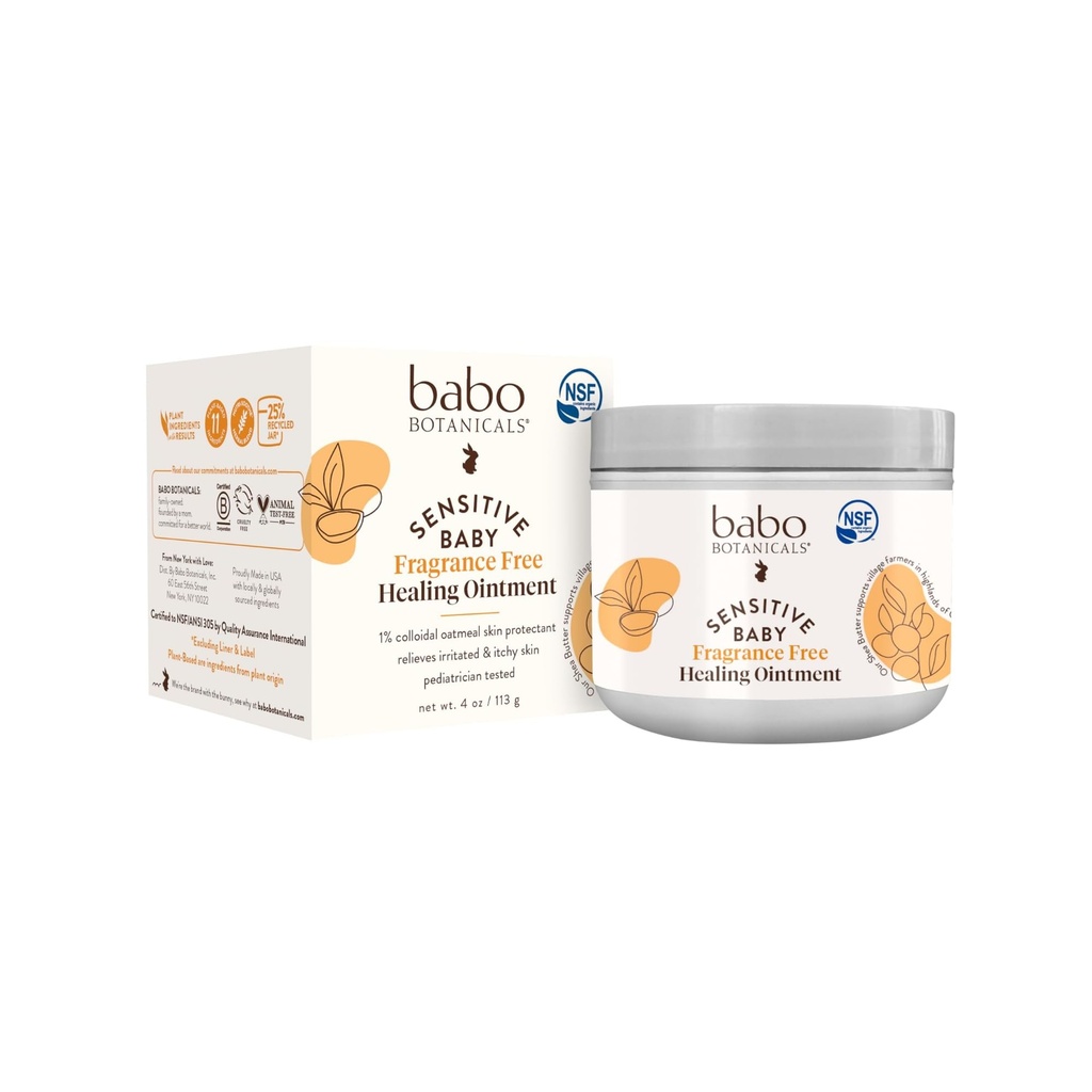 Babo Botanicals Citlivé Baby Fragrance-Free všechny přírodní hojení mast - 99% Organic & 1% Koloidní Oat - Steroid- Free - NSF Certified - pro Eczém, Irritated / Itchy Skin - Face, Body, Diaper Area