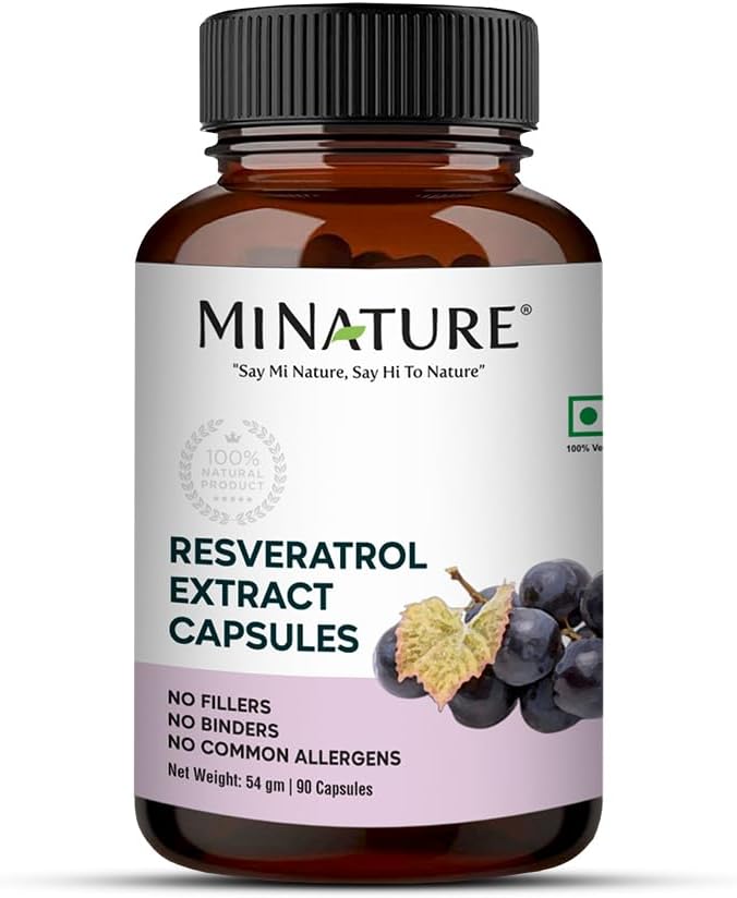 minature Resveratrol Extract Capsules 124; Superfood Supplementary CLAS124; 500mg, 90 Veg Capsules, 45 Days Supply, 54g CLAS124; Pure & Natural CLAS124; Chemical Free Conservatives Free CLAS124; Vegan CLAS124; Made in India