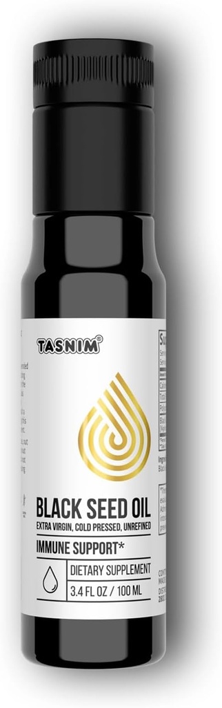100% Etiopian Black Seed Oil 3.4 Fl Oz - Cold Pressed Black Seed Oil for Imunitation Support, High Potency 5.7% - 21% Thymoquinone Skin, Vlas & Overll Health - Nerafinovaný Black Cumin Seed Oil - Gluten Free