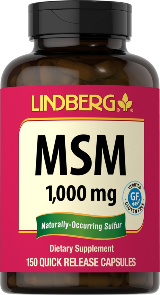Lindberg MSM Kapsle 1000mg CLAS124; 150 Pills CLAS124; Doplněk pro ženy a muže CLAS124; Methylsulfonylmethan CLAS124; Non- GMO, gluten zdarma