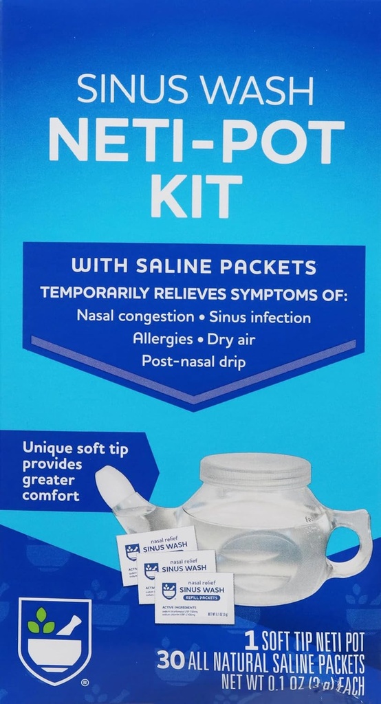 Rite Aid Neti Pot Nasal Rinse Kit s 30 Salt Packets - 1 Kit 124; Sinus Rinse pro dospělé a děti
