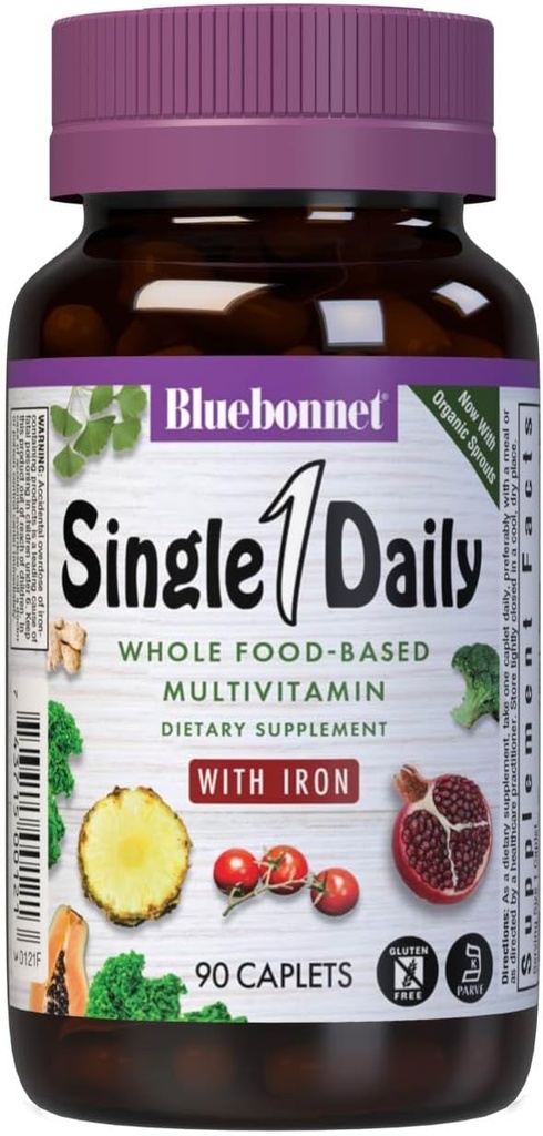 BlueBonnet Super Earth Single Daily Multi- Nutrient Formule Železné Kapsle, 90 Počet zelených