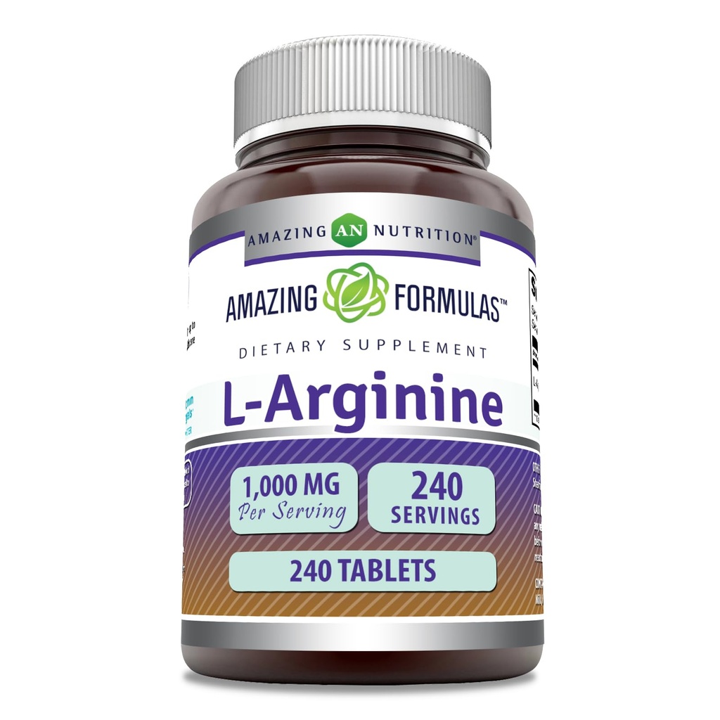 Amazing Applicas L- Arginin 1000mg Tablety CLAS124; Amino Acid dodatek pro ženy a muže CLAS124; Non- GMO CLAS124; Gluten Free CLAS124; Made in USA (240 Počet)