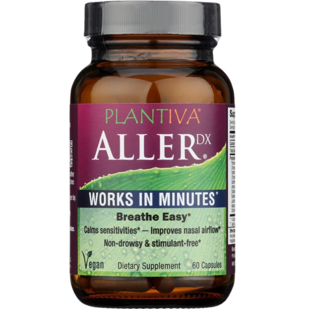 AllerDx přírodní bylinné Sezónní Supplement - Non- Drowsy, Stimulant Free, Fast- Respirační podpora - 60 Kapsle