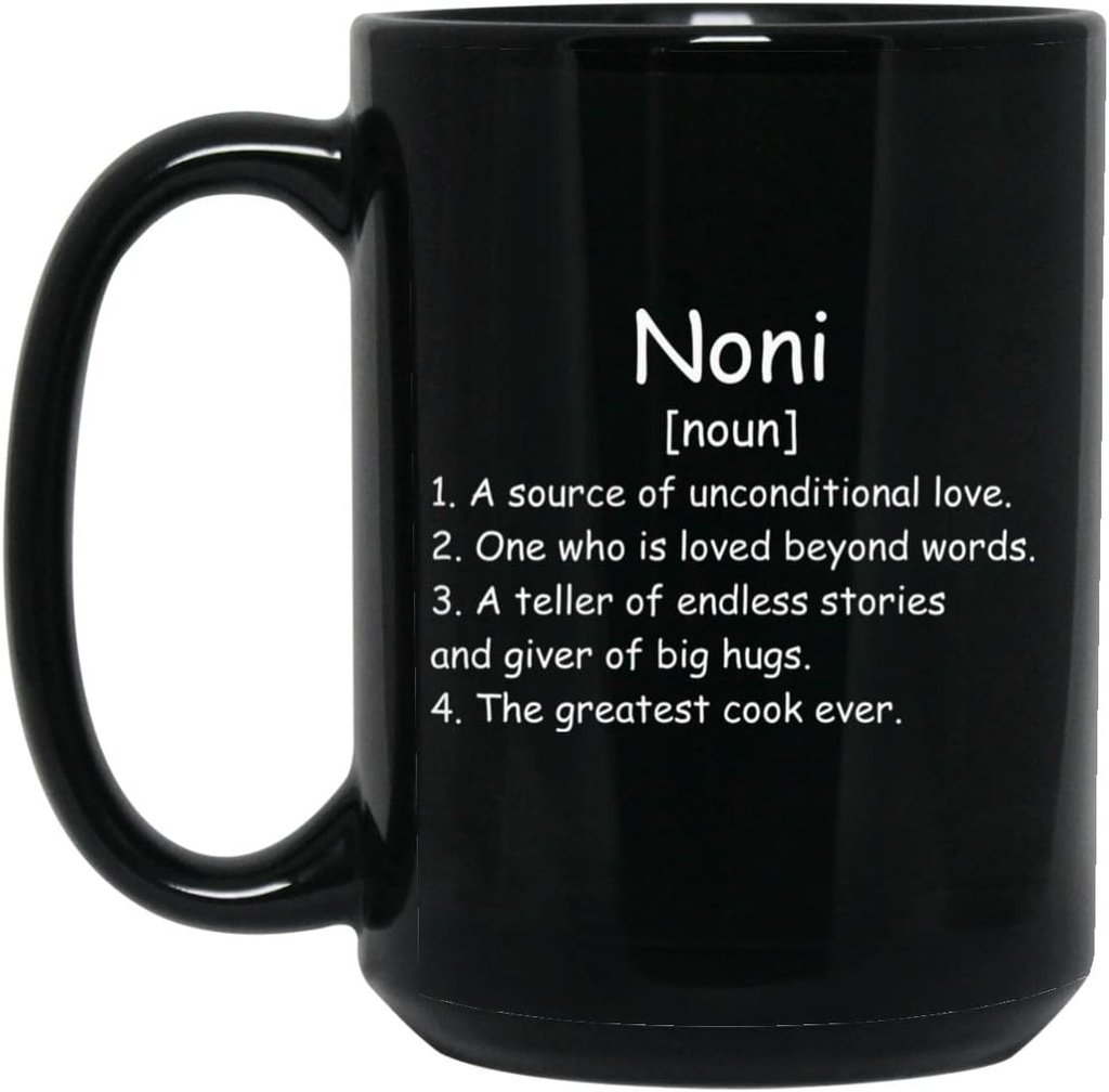 Noni Noun Coffee Mug (Black) - Noni Definition Mug - Dárek pro Noni - Narozeninové dárky pro Noni - Noni dárky - Matky Day Gift - Vánoční dárky 15 oz