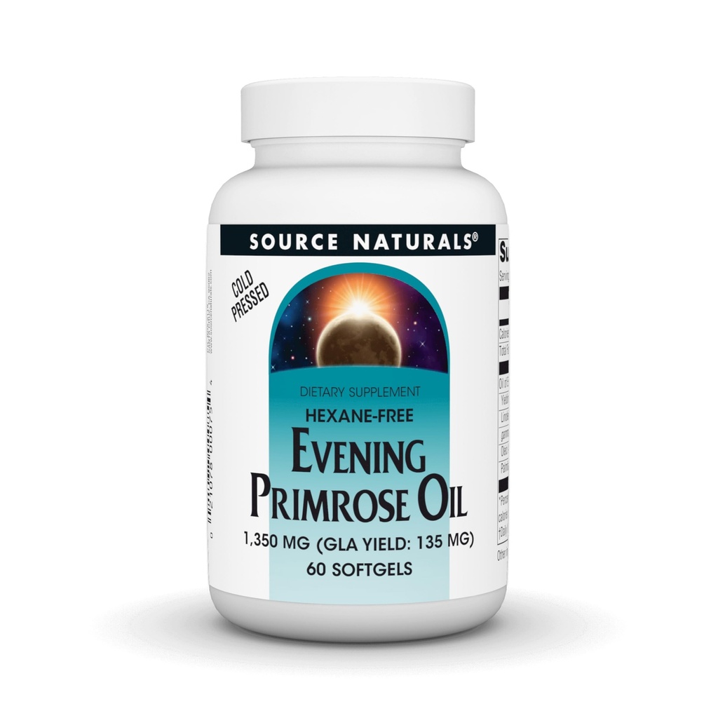 Zdroj Naturals Evening Primrose Oil - Hexane- Free - 1350mg - GLA Yield: 135 mg - Cold- Pressed - 60 Softgels