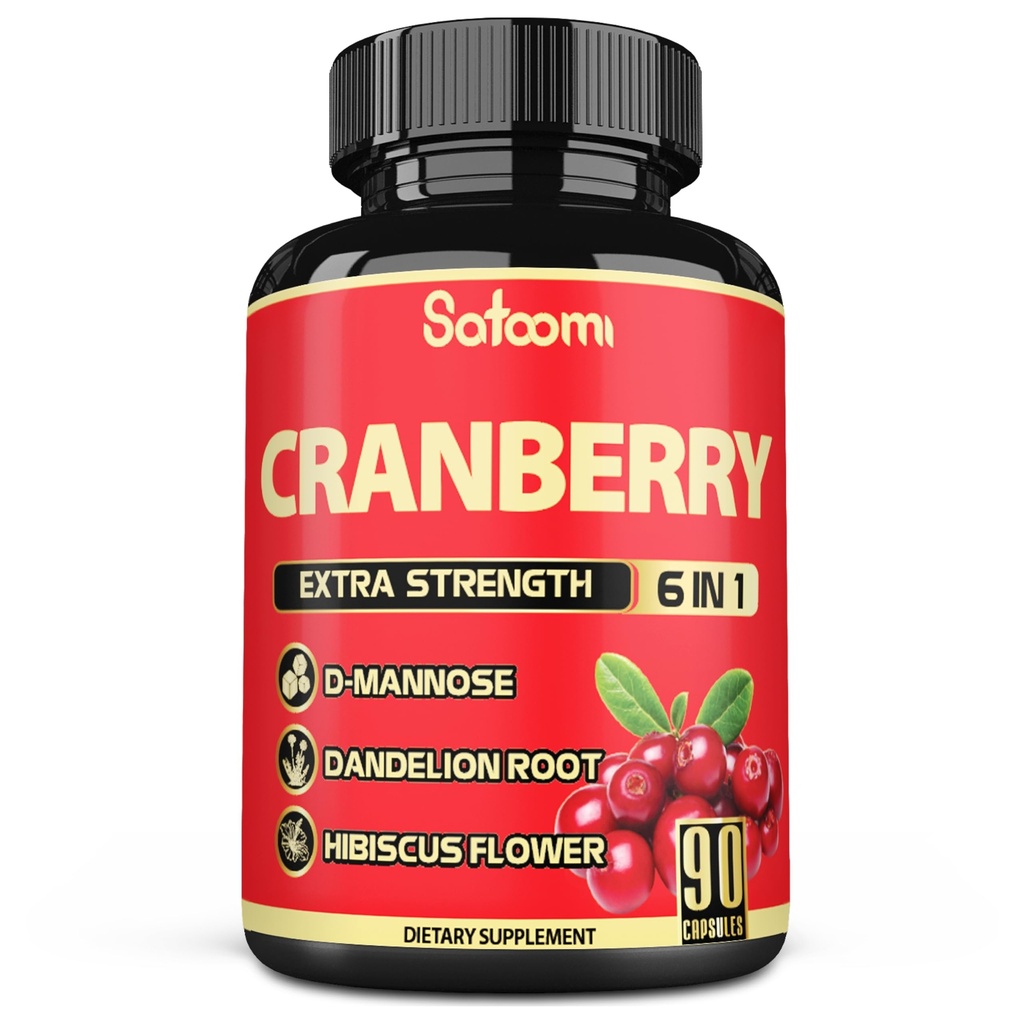 Satoomi 6in1 Cranberry pilulky pro ženy - 3-Month Supply - 6 Bylinné přísady Extract - 90 Veggie Kapsle