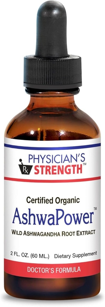 Síla lékaře AshwaPower - 2 fl oz - Wild Ashwagandha Root Extract - Podporuje celkové zdraví a energii - 86 Služeb