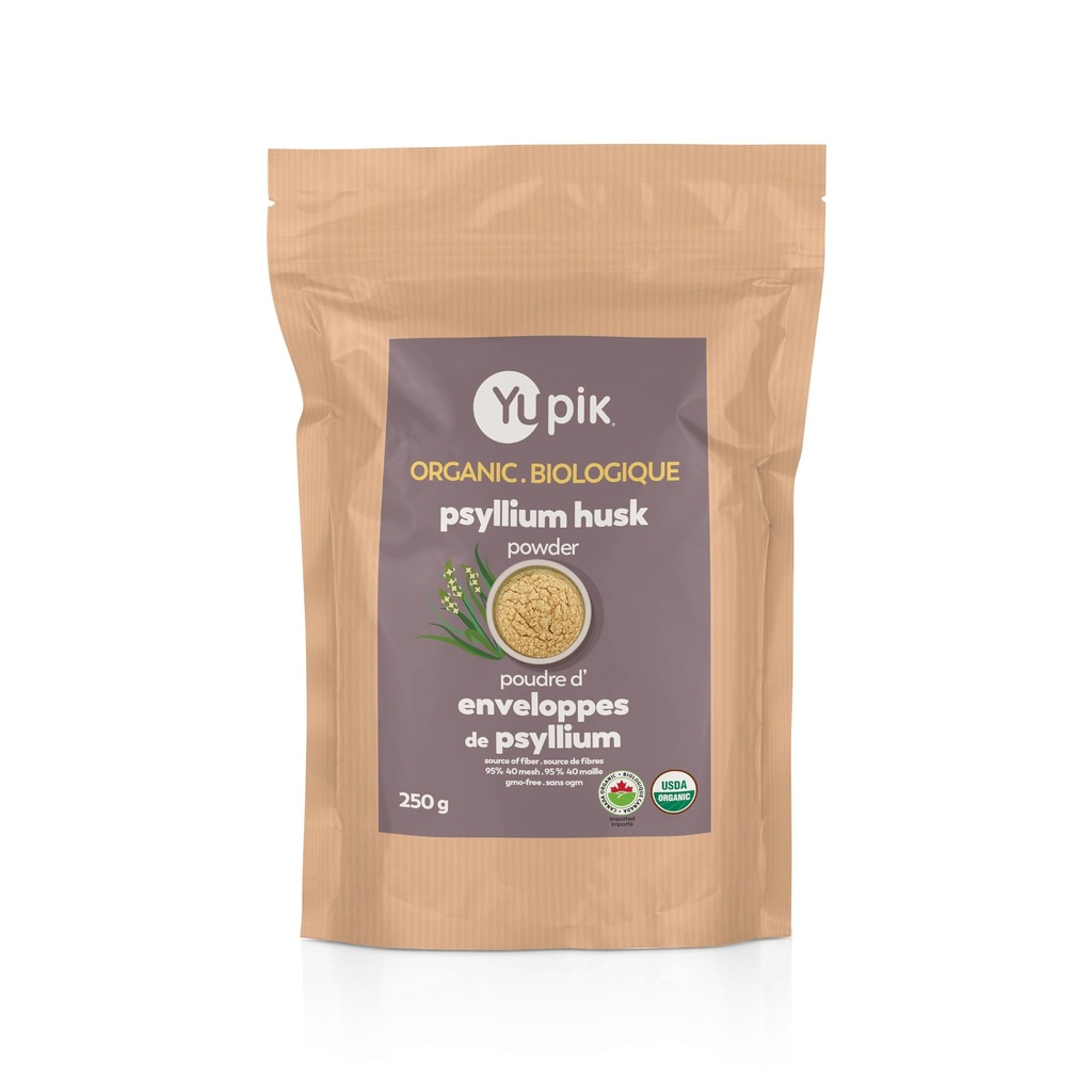 Yupik Organic Psylium Husk Powder 8.8oz, 95% čistota, rozpustný fiber, USDA Certified, Non- GMO, Vegan, gluten- Free, bez příchutí, Plant- based, Coasse Milled Husk pro pečení a stravovací zdraví