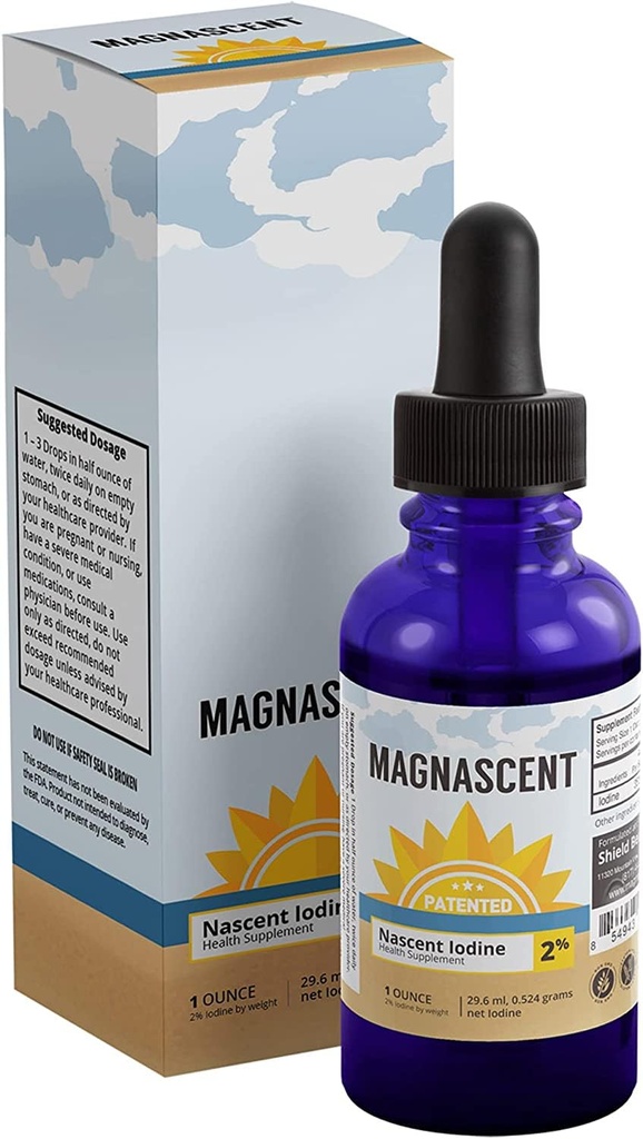 Nascent jód Organic Daily Health Appendix High potency 2% Koncentrované kapalné jódové kapky podporuje energii a metabolismus (1oz / 30ml)