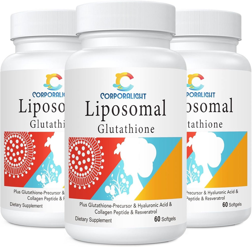 Liposomal Glutathione Softgels, Enhanced Absorpce - Liposomální Dodávka, Aktivní forma L- Glutathione, Buněčná, imunitní funkce & Játra Detox, Bohatí v antioxidační vzorec, Gluten zdarma, 180 Softgels