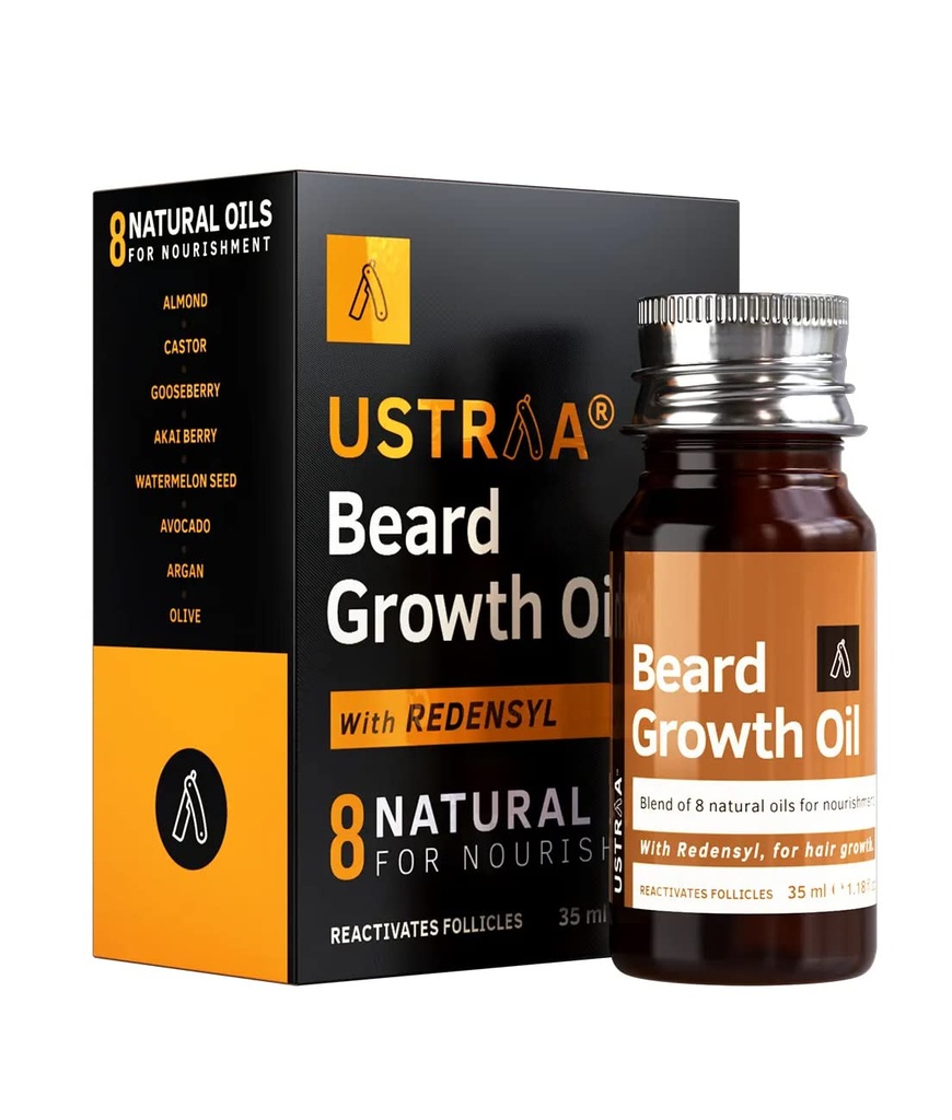 USTRAA Beard Růstový olej - 1.18 Oz - Více Beard Růst, S Redensyl, 8 Přírodní oleje včetně Jojobový olej, Vitamin E, Nurishment & Posílení, Žádné škodlivé chemikálie