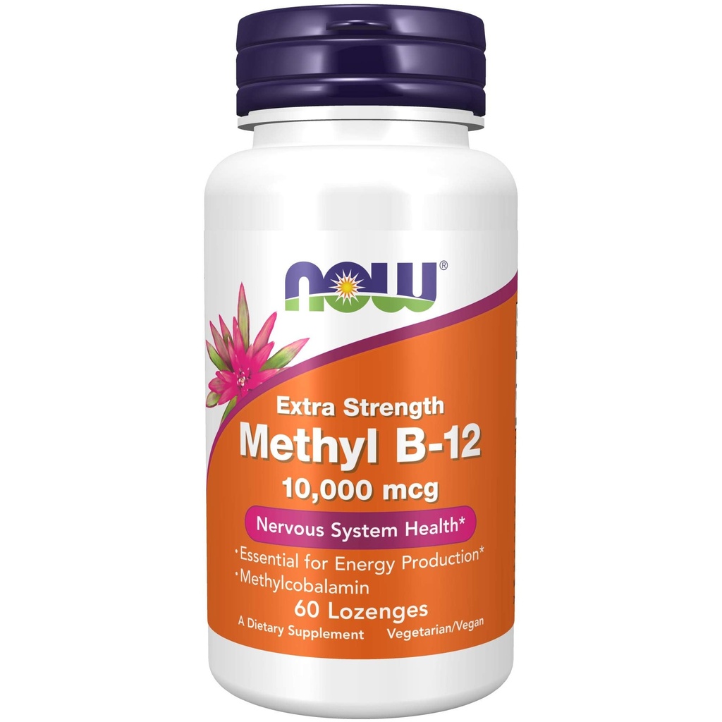 Nyní Potraviny doplňky, methyl B-12 (methylkobalamin) 10,000 mcg, nervový systém zdraví *, 60 Lozenges