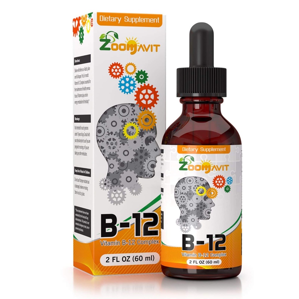 Vitamin B Complex Liquid Drops s rychlou absorpcí - Super B Liquid Complex Vitamíny B2, B3, B5, B6 & B12 - Natural Energy Boost, Mental Focus & Zdravý imunitní systém