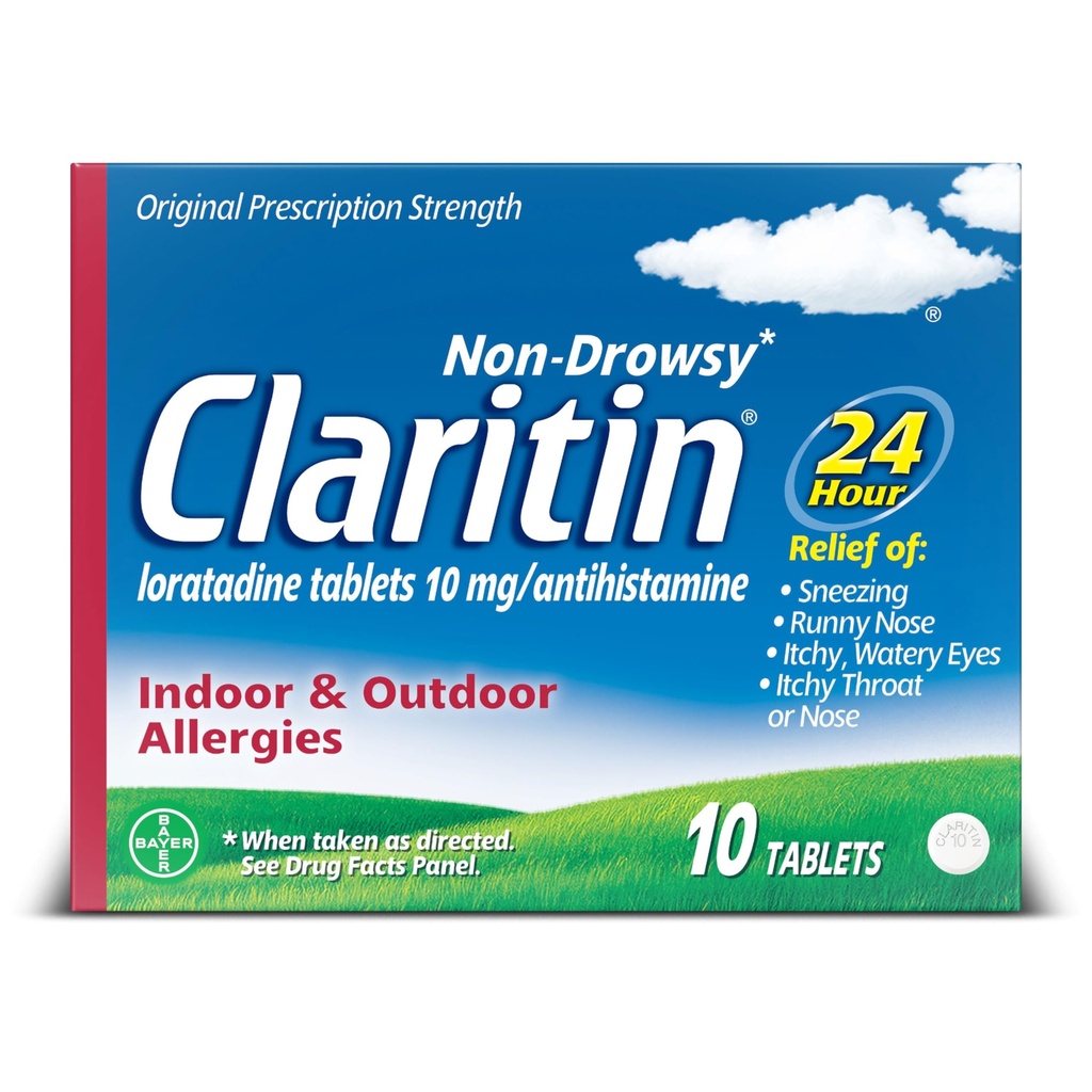 Claritin 24 HR Non Drowsy Allergy Medicine, Lorglitazon, 10 Ct